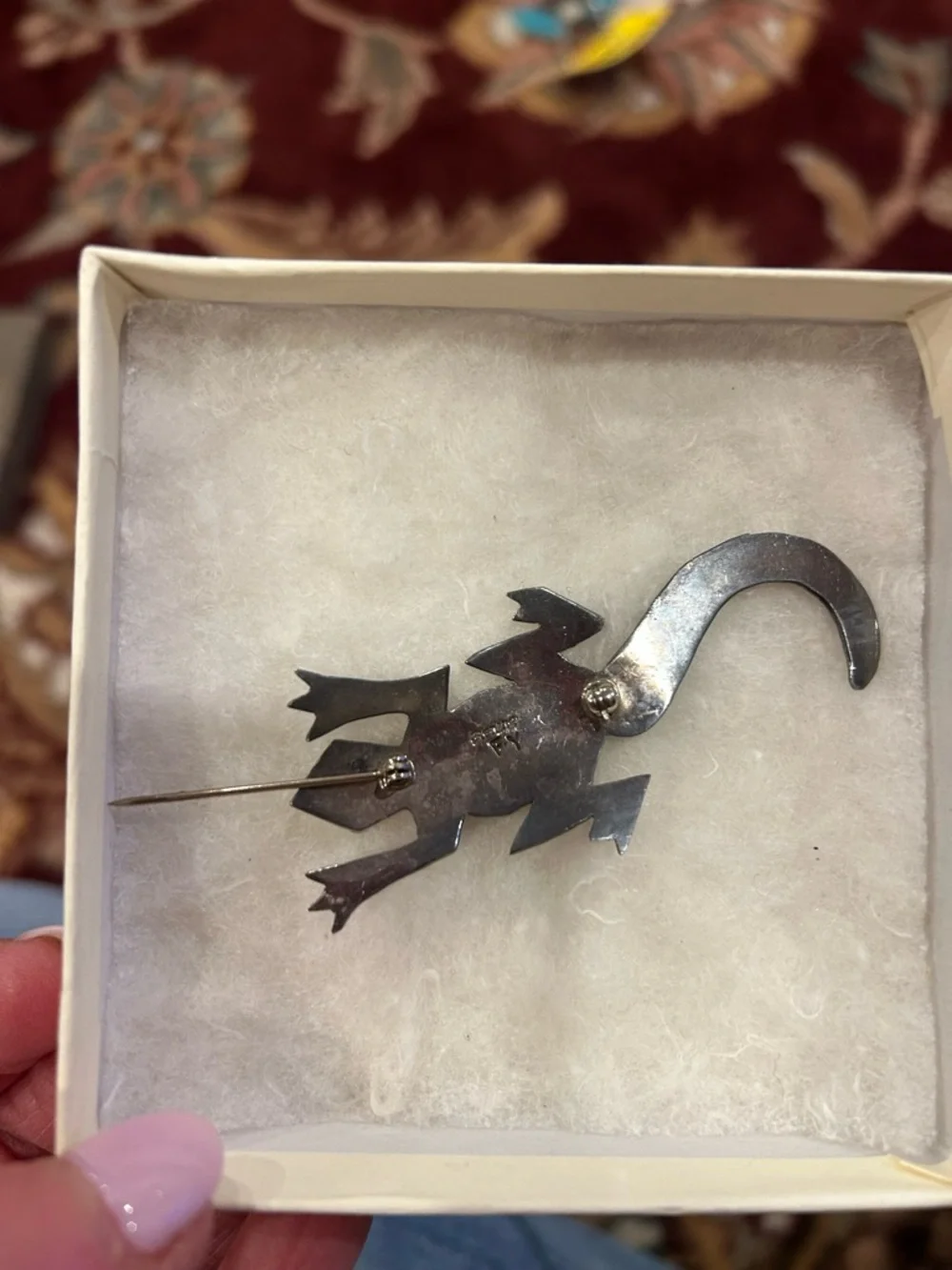 Navajo Sterling Silver Lizard Brooch with Turquoise Stones Frank Yazzie - Picture 5 of 11